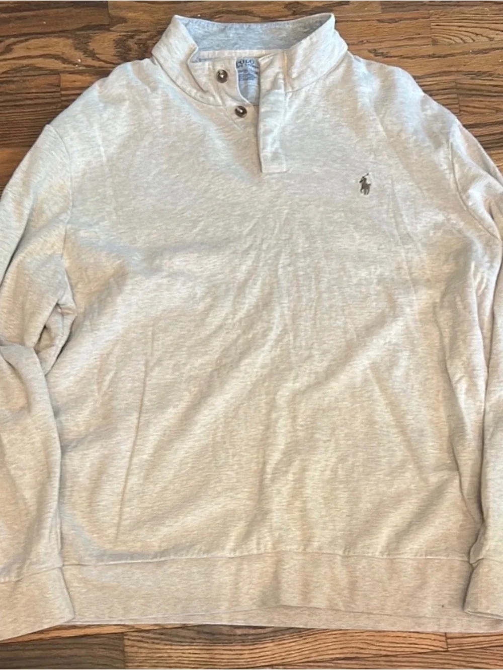 Polo by Ralph Lauren Light Gray Henley Collar Sweatshirt